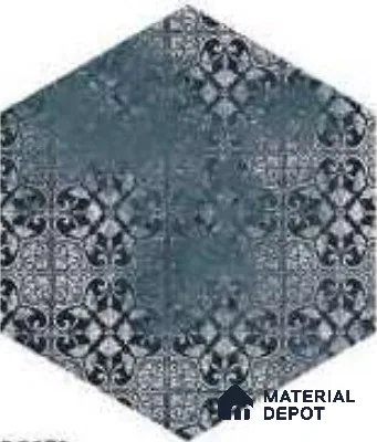 Hexagonal Tiles Floor Tile TL 12146 90131 Emerald Aqua 10 inc x 8.5 inc Carving Matte Finish  Vitrified Tile - 9 mm