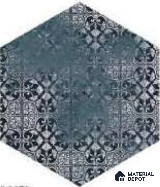 Hexagonal Tiles Floor Tile TL 12146 90131 Emerald Aqua 10 inc x 8.5 inc Carving Matte Finish Vitrified Tile - 9 mm