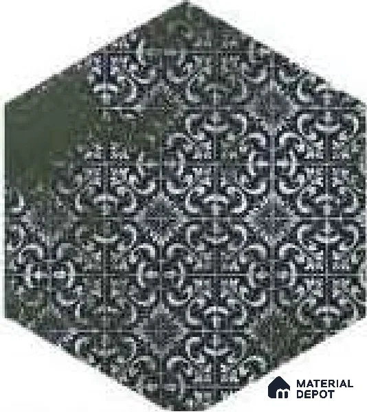 Hexagonal Tiles Floor Tile TL 12146 D 90134 Emerald Green 10 inc x 8.5 inc Carving Matte Finish Vitrified Tile - 9 mm