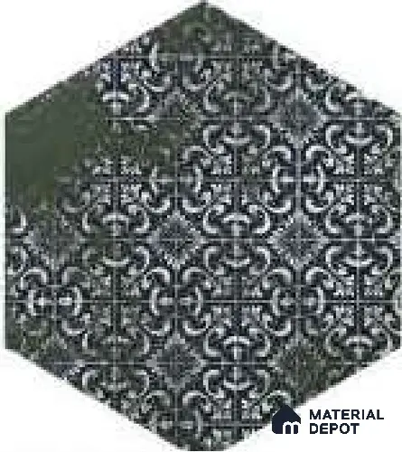 Hexagonal Tiles Floor Tile TL 12146 D 90134 Emerald Green 10 inc x 8.5 inc Carving Matte Finish Vitrified Tile - 9 mm