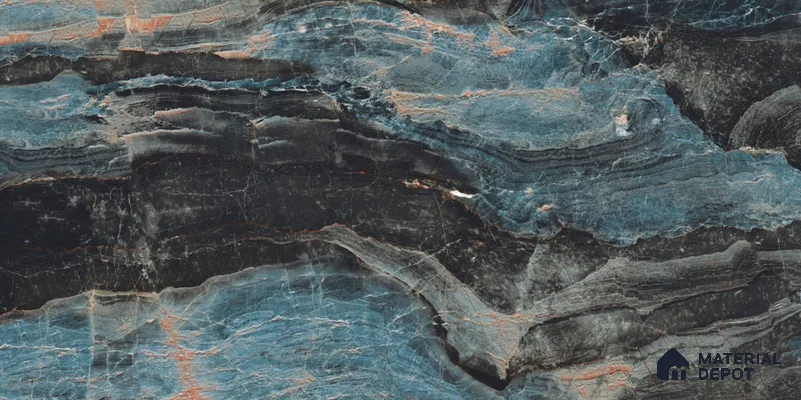 Marbles & Stones Floor & Wall Tile TL 12076 Paris Teal 4 ft x 2 ft High Gloss Finish Vitrified Tile - 9 mm | 3 Random Design