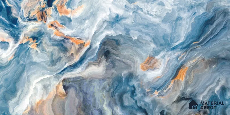 Marbles & Stones Floor & Wall Tile TL 12043 Illusion Blue 4 ft x 2 ft High Gloss Finish Vitrified Tile - 9 mm | 3 Random Design