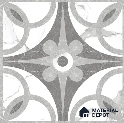 Moroccans Floor Tile TL 12163 Angel Grey Decor 2 ft x 2 ft Glossy Finish  Vitrified Tile - 9 mm 