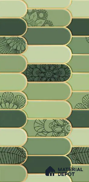 Faux Subway Wall Tile TL 10784 Boat Green Decor 2 ft x 1 ft Glossy Finish Ceramic Tile - 9 mm | Please Expect a Slight Variation of Pattern
