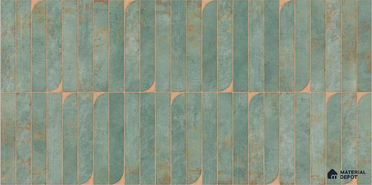 Punch Textures Wall Tile TL 12185 H Vistara Green Decor 4 ft x 2 ft Punch Finish Vitrified Tile - 9 mm
