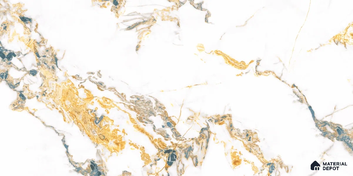 Marbles & Stones Floor & Wall Tile TL 12045 Porto Aqua 4 ft x 2 ft High Gloss Finish Vitrified Tile - 9 mm | 5 Random Design