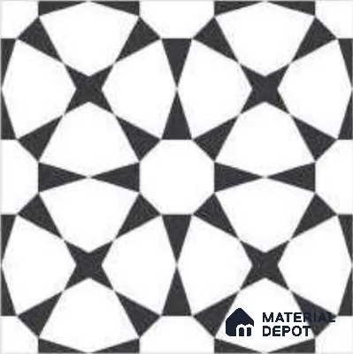 Moroccans Floor Tile TL 12148 20161 Monochrome Star 1 ft x 1 ft Matte Finish  Vitrified Tile - 9 mm 