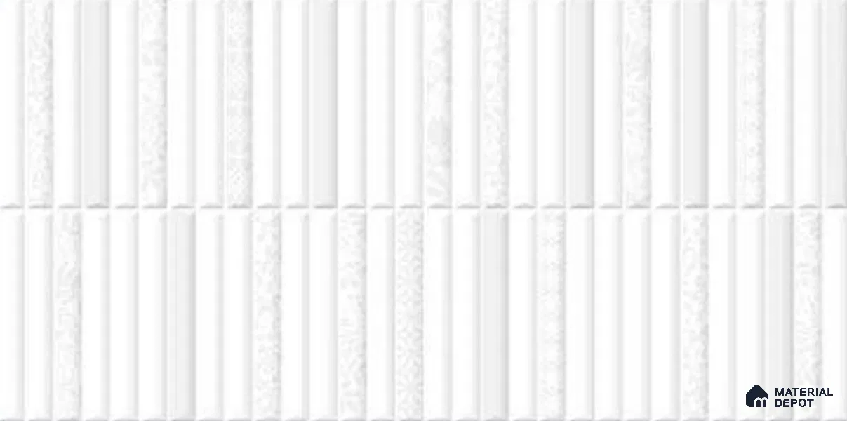 Faux Subway Wall Tile TL 10803 Stix White Luster Decor 2 ft x 1 ft Matte Finish Ceramic Tile - 9 mm | Please Expect a Slight Variation of Pattern