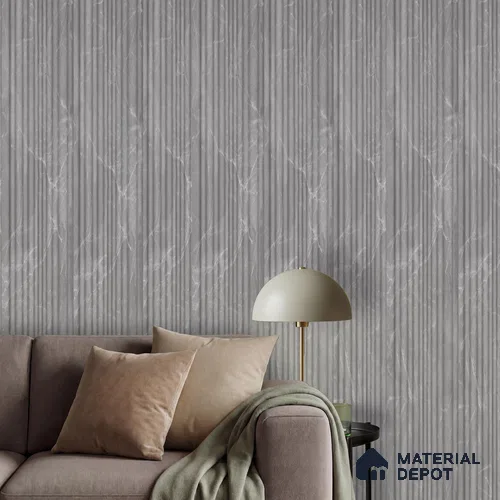 Grey Marble Louver PN 00522 9.5 ft x 4.8 inch Charcoal Panel - 12 mm | Suitable for Feature Wall, TV Unit & Living Room | Width is Subjected to 5% Variation