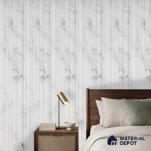 White Marble Louver PN 00524 9.5 ft x 4.8 inch Charcoal Panel - 12 mm | Suitable for Feature Wall, TV Unit & Living Room | Width is Subjected to 5% Variation