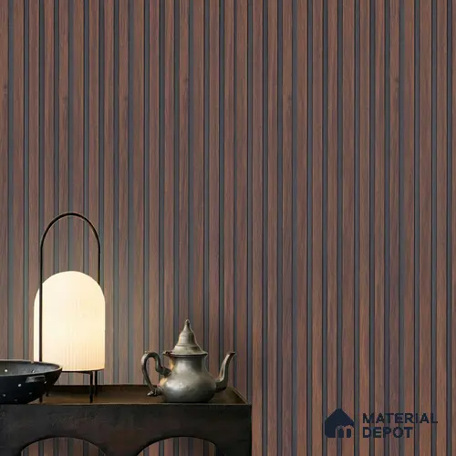 Brown Wooden Louver PN 00646 8 ft x 4.8 inch Charcoal Panel - 11 mm | Suitable for Feature Wall, TV Unit & Living Room | Width is Subjected to 5% Variation