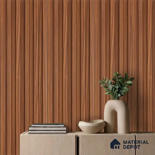 Brown Wooden Louver PN 00809 9.5 ft x 4.9 inch Charcoal Panel - 12 mm | Suitable for Feature Wall, TV Unit & Living Room | Width is Subjected to 5% Variation