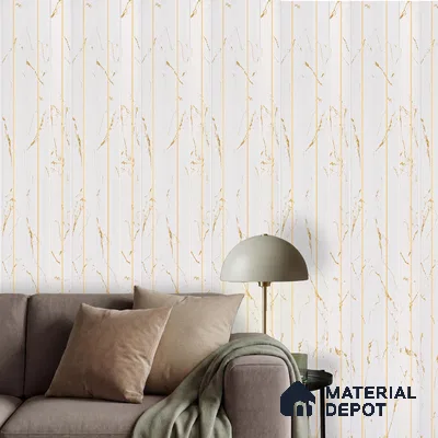 White Marble Look PN 02340 9.5 ft x 8 inch Charcoal Panel - 8 mm | Suitable for Feature Wall, TV Unit & Living Room | Width is Subjected to 5% Variation
