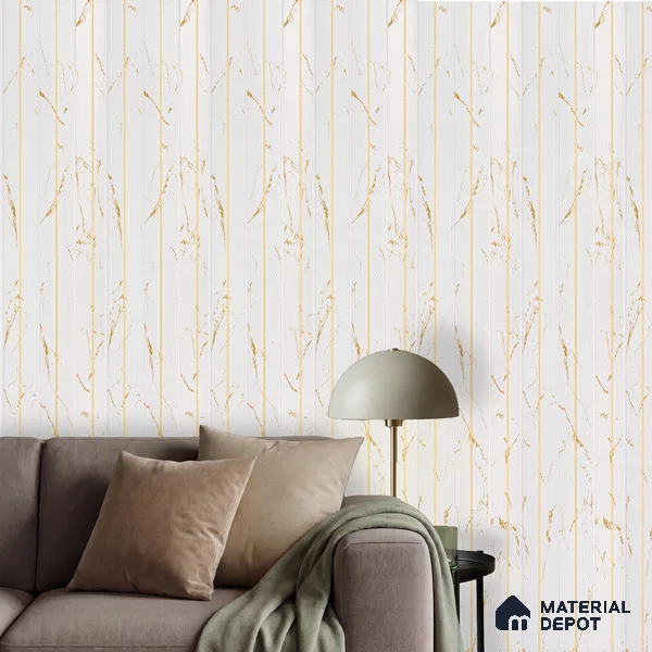 White Marble Look PN 02340 9.5 ft x 8 inch Charcoal Panel - 8 mm | Suitable for Feature Wall, TV Unit & Living Room | Width is Subjected to 5% Variation