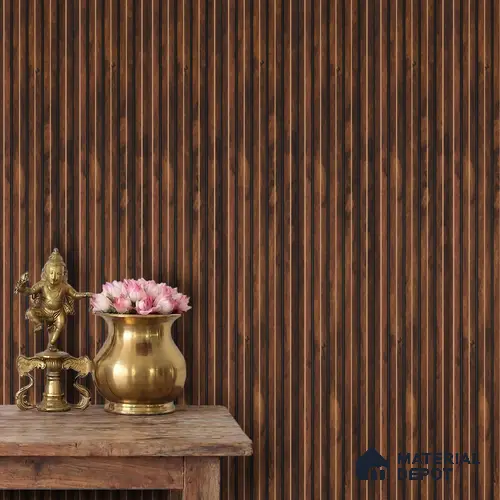 Brown Wooden Louver PN 02780 9 ft x 6.7 inch Charcoal Panel - 14 mm | Suitable for Feature Wall, TV Unit & Living Room | Width is Subjected to 5% Variation