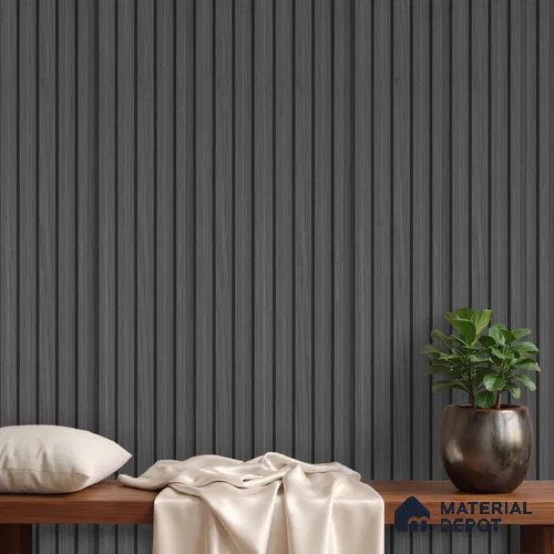 Grey Wooden Louver PN 02805 9 ft x 6.7 inch Charcoal Panel - 14 mm | Suitable for Feature Wall, TV Unit & Living Room | Width is Subjected to 5% Variation