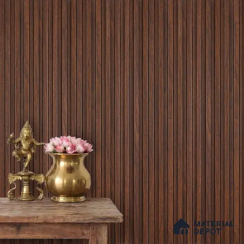 Brown Wooden Louver PN 02817 9 ft x 4.9 inch Charcoal Panel - 11 mm | Suitable for Feature Wall, TV Unit & Living Room | Width is Subjected to 5% Variation