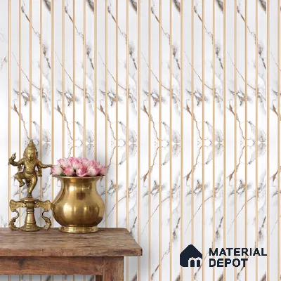 White Marble Look PN 03013 9.5 ft x 6 inch Charcoal Panel - 10 mm | Suitable for Feature Wall, TV Unit & Living Room | Width is Subjected to 5% Variation