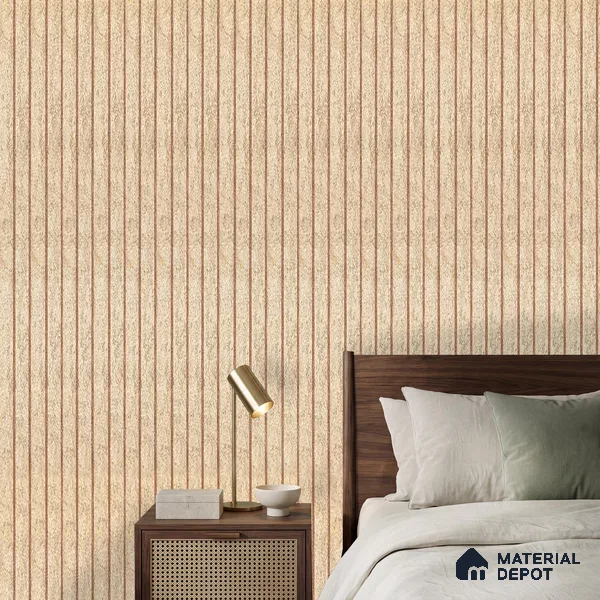 Cream Fabric Look PN 03019 8 ft x 4.9 inch Charcoal Panel - 8 mm | Suitable for Feature Wall, TV Unit & Living Room | Width is Subjected to 5% Variation