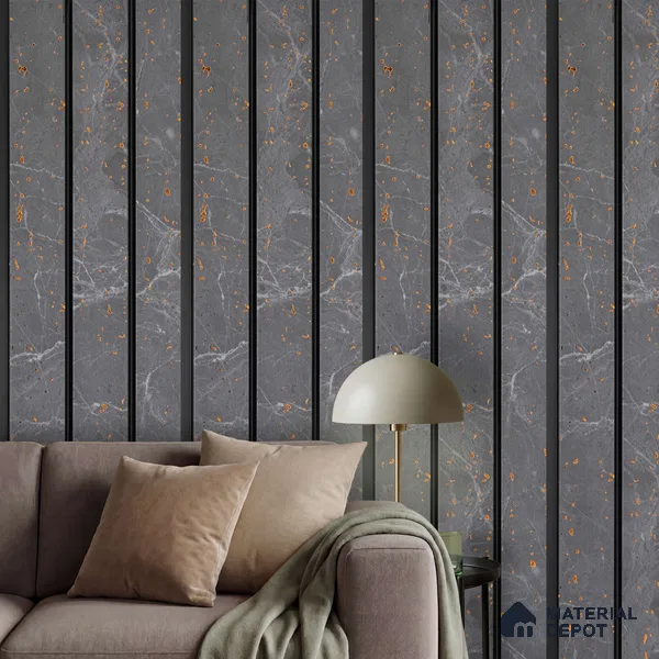 Grey Marble Look PN 03020 8 ft x 4.9 inch Charcoal Panel - 8 mm | Suitable for Feature Wall, TV Unit & Living Room | Width is Subjected to 5% Variation