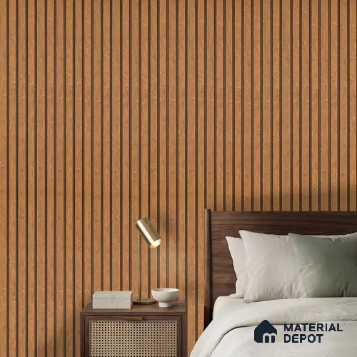 Brown Wooden Louver PN 03033 8 ft x 4.9 inch Charcoal Panel - 8 mm | Suitable for Feature Wall, TV Unit & Living Room | Width is Subjected to 5% Variation