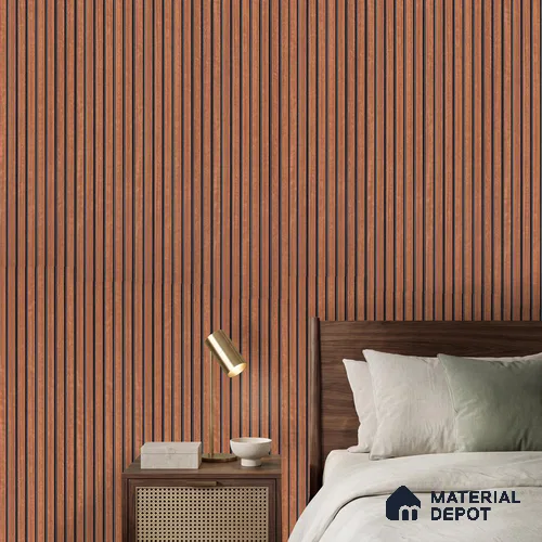 Brown Wooden Louver PN 03199 8 ft x 4.9 inch Charcoal Panel - 8 mm | Suitable for Feature Wall, TV Unit & Living Room | Width is Subjected to 5% Variation