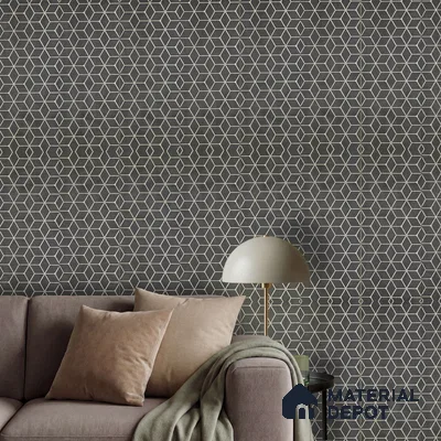 Grey Geometric Look PN 03248 8 ft x 7 inch Charcoal Panel - 8 mm | Suitable for Feature Wall, TV Unit & Living Room | Width is Subjected to 5% Variation