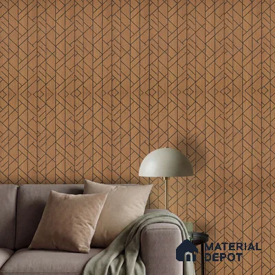 Brown Geometric Look PN 03249 8 ft x 7 inch Charcoal Panel - 8 mm | Suitable for Feature Wall, TV Unit & Living Room | Width is Subjected to 5% Variation