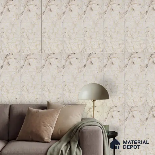 Cream Patterned Louver PN 03254 8 ft x 7 inch Charcoal Panel - 8 mm | Suitable for Feature Wall, TV Unit & Living Room | Width is Subjected to 5% Variation