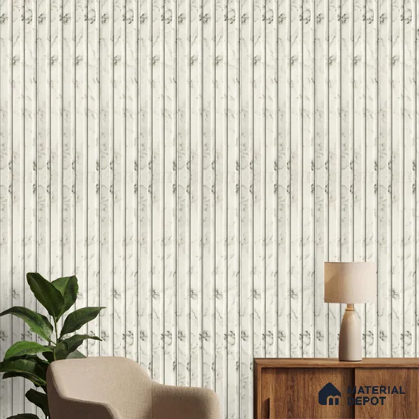 White Marble Look PN 03279 8 ft x 4.9 inch Charcoal Panel - 8 mm | Suitable for Feature Wall, TV Unit & Living Room | Width is Subjected to 5% Variation