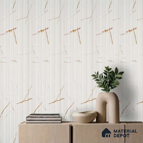 Cream Marble Louver PN 03543 9.5 ft x 4.7 inch Charcoal Panel - 12 mm | Suitable for Feature Wall, TV Unit & Living Room | Width is Subjected to 5% Variation