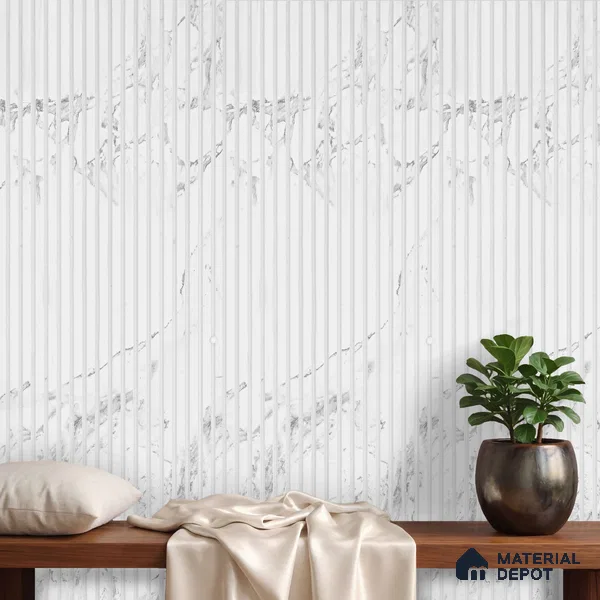 White Marble Look PN 03849 9.5 ft x 6 inch Charcoal Panel - 10 mm | Suitable for Feature Wall, TV Unit & Living Room | Width is Subjected to 5% Variation