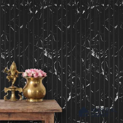 Black Marble Look PN 03869 9.5 ft x 6 inch Charcoal Panel - 10 mm | Suitable for Feature Wall, TV Unit & Living Room | Width is Subjected to 5% Variation