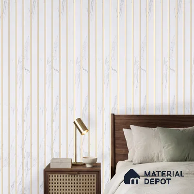White Marble Look PN 03874 9.5 ft x 6 inch Charcoal Panel - 10 mm | Suitable for Feature Wall, TV Unit & Living Room | Width is Subjected to 5% Variation