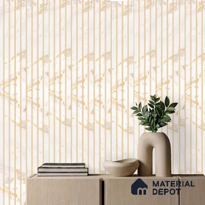 Cream Marble Look PN 03876 9.5 ft x 6 inch Charcoal Panel - 10 mm | Suitable for Feature Wall, TV Unit & Living Room | Width is Subjected to 5% Variation