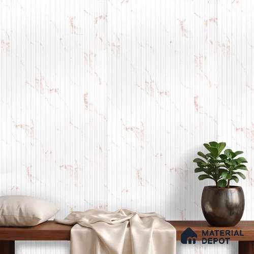 White Marble Louver PN 03882 9.5 ft x 6 inch Charcoal Panel - 10 mm | Suitable for Feature Wall, TV Unit & Living Room | Width is Subjected to 5% Variation