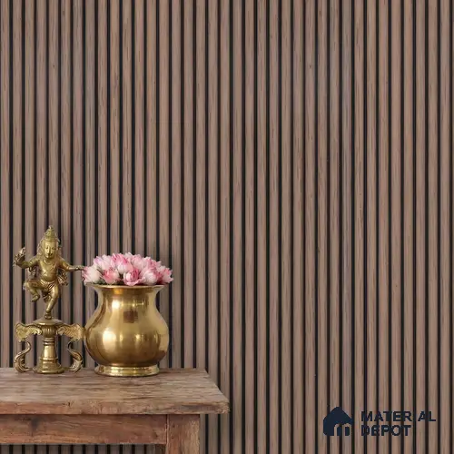 Brown Wooden Louver PN 03887 9.5 ft x 6 inch Charcoal Panel - 10 mm | Suitable for Feature Wall, TV Unit & Living Room | Width is Subjected to 5% Variation