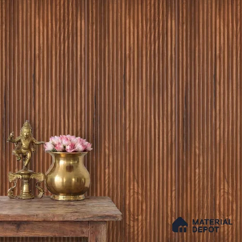 Brown Wooden Louver PN 03889 9.5 ft x 6 inch Charcoal Panel - 10 mm | Suitable for Feature Wall, TV Unit & Living Room | Width is Subjected to 5% Variation
