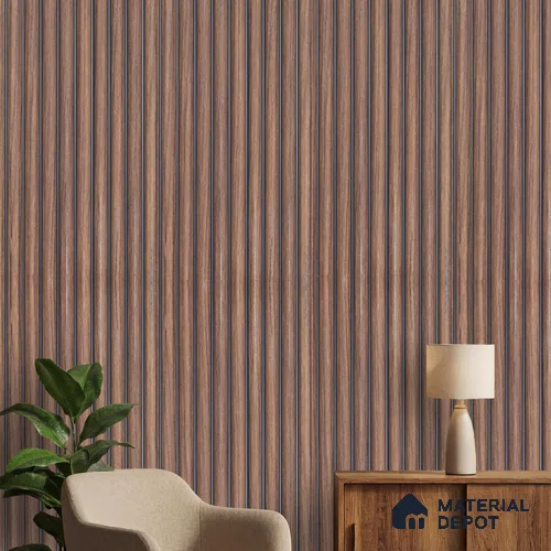 Brown Wooden Louver PN 03893 9.5 ft x 6 inch Charcoal Panel - 10 mm | Suitable for Feature Wall, TV Unit & Living Room | Width is Subjected to 5% Variation