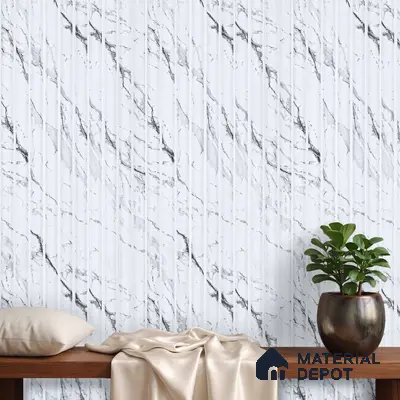 Grey Marble Louver PN 03896 9.5 ft x 6 inch Charcoal Panel - 10 mm | Suitable for Feature Wall, TV Unit & Living Room | Width is Subjected to 5% Variation