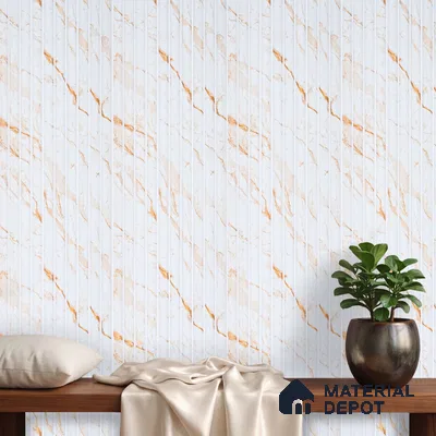 White Marble Look PN 03898 9.5 ft x 6 inch Charcoal Panel - 10 mm | Suitable for Feature Wall, TV Unit & Living Room | Width is Subjected to 5% Variation