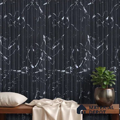 Black Marble Look PN 03899 9.5 ft x 6 inch Charcoal Panel - 10 mm | Suitable for Feature Wall, TV Unit & Living Room | Width is Subjected to 5% Variation