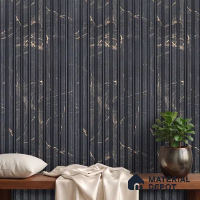 Black Marble Look PN 03904 9.5 ft x 6 inch Charcoal Panel - 10 mm | Suitable for Feature Wall, TV Unit & Living Room | Width is Subjected to 5% Variation