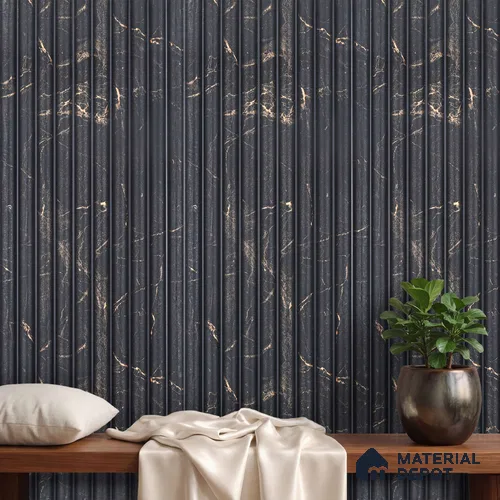 Black Marble Louver PN 03904 9.5 ft x 6 inch Charcoal Panel - 10 mm | Suitable for Feature Wall, TV Unit & Living Room | Width is Subjected to 5% Variation