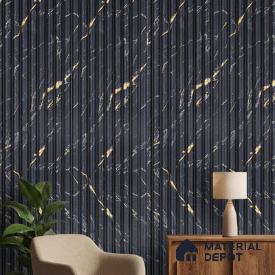 Black Marble Look PN 03905 9.5 ft x 6 inch Charcoal Panel - 10 mm | Suitable for Feature Wall, TV Unit & Living Room | Width is Subjected to 5% Variation