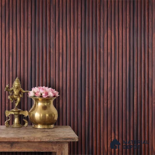 Brown Wooden Louver PN 03911 9.5 ft x 6 inch Charcoal Panel - 10 mm | Suitable for Feature Wall, TV Unit & Living Room | Width is Subjected to 5% Variation