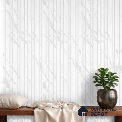 White Marble Look PN 03915 9.5 ft x 6 inch Charcoal Panel - 10 mm | Suitable for Feature Wall, TV Unit & Living Room | Width is Subjected to 5% Variation