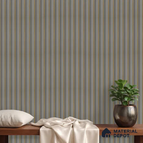 Grey Leather Louver PN 04068 9.5 ft x 4.9 inch Charcoal Panel - 12 mm | Suitable for Feature Wall, TV Unit & Living Room | Width is Subjected to 5% Variation