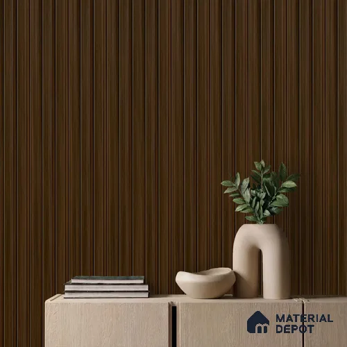 Brown Wooden Louver PN 04081 9.5 ft x 4.9 inch Charcoal Panel - 12 mm | Suitable for Feature Wall, TV Unit & Living Room | Width is Subjected to 5% Variation