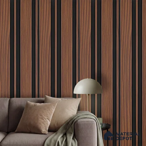 Brown Wooden Louver PN 04592 8 ft x 4.9 inch Charcoal Panel - 12 mm | Suitable for Feature Wall, TV Unit & Living Room | Width is Subjected to 5% Variation